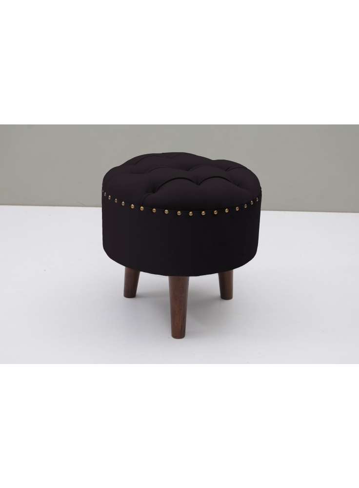 BLACK TUFFTED STOOL